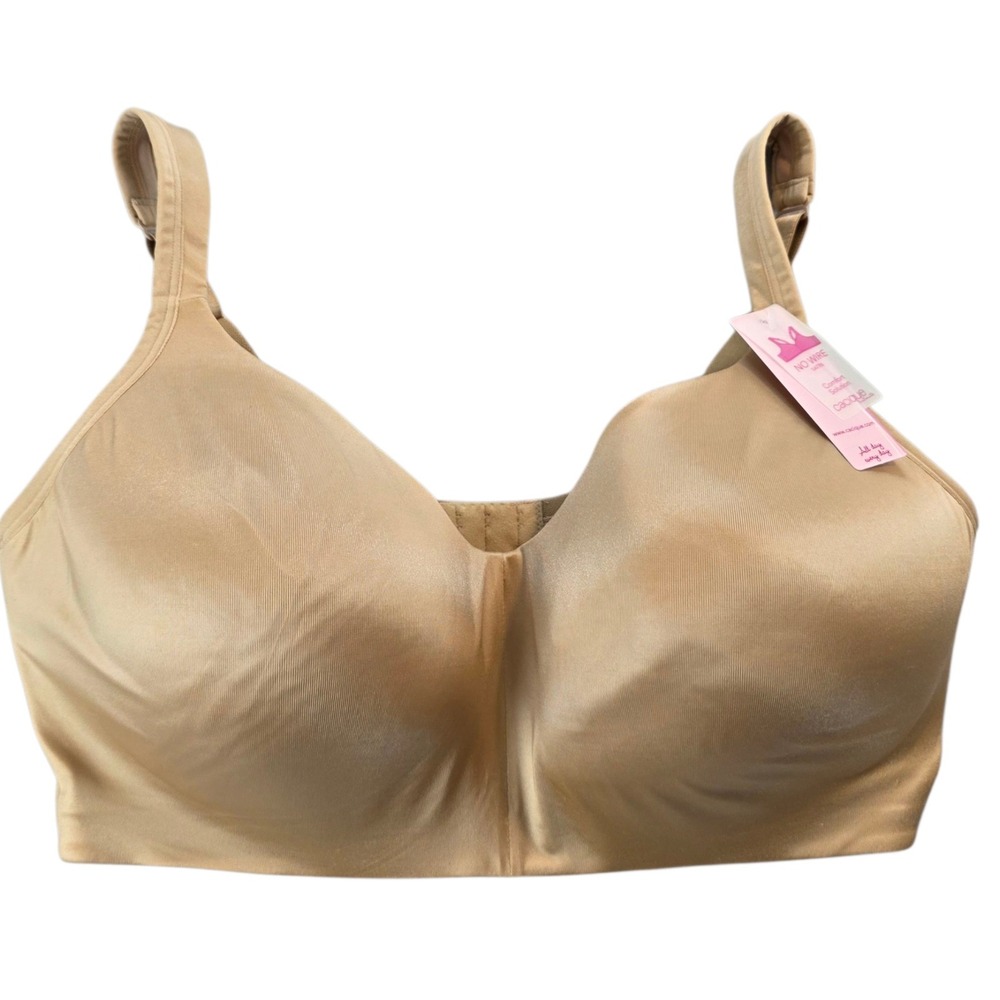 Cacique Intimates Satin No Wire Bra 42DDD Beige Comfort Solution All Day Support